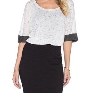 NWT Splendid Speckled White Black Midi Dress Size L